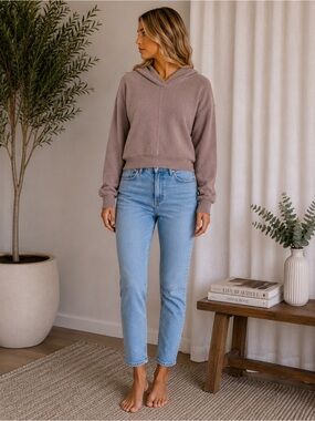 Windsor Soft Plush Oversized Hoodie Pullover Taupe Blush | Size M